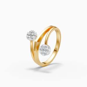 Anillo de uso diario con diamantes cultivados en laboratorio de 0.25 ct, con engaste de diamantes en racimo, en oro amarillo, blanco y rosa de 9 quilates. - Product Image 1