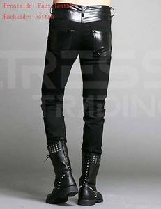 Pantalones de hombre Recto Curvo Rayas PU Cuero Deltress Trading Estilo casual Mejor diseño 2025 Pantalones - Product Image 3