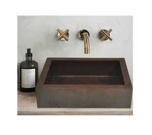 Fregadero de barra de cobre de hoja de otoño Recipiente brillante Fregadero de cobre de cocina Fregadero de cobre hecho a mano de doble pared Fabricante mate Proveedor - Product Image 3
