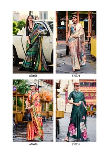 Nouveau dernier Dhwaja Export femmes Bollywood Rajpath Berry soie Satin crêpe Sarees - Product Image 3