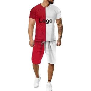 Camiseta extragrande de verano transpirable deportiva para hombre OEM, conjunto doble de pantalones cortos bretones de talla grande para usar - Product Image 1