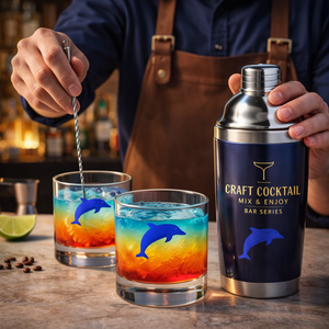 Coctelera Premium de Acero Inoxidable con Vasos de Vidrio, Caja de Regalo, Diseño de Delfín, Juego de Utensilios de <span class=keywords><strong>Bar</strong></span> para Fiestas - Product Image 4
