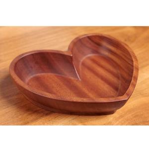Bol en bois en forme de cœur pour cadeaux, bois d'acacia naturel, bois de manguier - Product Image 1