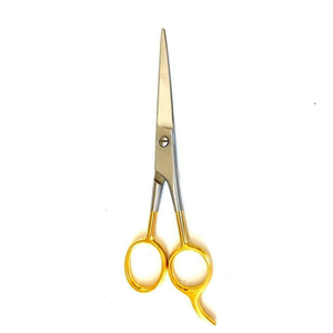 Ciseaux de salon de beauté haut de gamme avec repose-doigts, ciseaux de coiffure de qualité supérieure, lame droite et tranchante, demi-or - Product Image 6