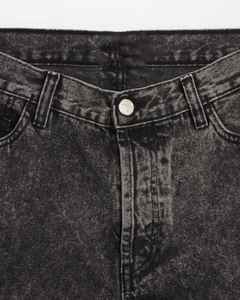 Distressed Denim <b>Jeans</b> <b>Shorts</b> Vintage Streetwear Custom Logo Embroidery Solid <b>Black</b> Casual Straight Washed Elastic Waist - Product Image 2