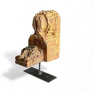 Corbeille murale en bois vintage indien, sculptée à la main, décoration architecturale, style rustique antique, intérieur de maison, assortiment, 1 conteneur - Product Image 6