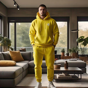 ชุดวอร์มสองชิ้นแบบสวมหัวมีฮู้ดสำหรับผู้ชายชุดวอร์มแบบสวมหัวสำหรับวิ่งออกกำลังกายสไตล์สตรีทสีพื้น - Product Image 6