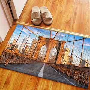 Brooklyn Bridge View 3D Printed <b>Rug</b> - Modern Decor & Gift,Luxury <b>Velvet</b> <b>Rug</b> - Product Image 1