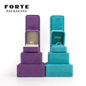 FORTE haut de gamme personnalisé en gros velours boîte à bijoux Portable anneau emballage flanelle boîtes - Product Image 4