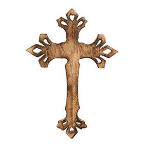 Cruz de pared de madera tallada a mano, decoración religiosa para el hogar, acabado antiguo, Cruz cristiana, colgante de pared para regalos y decoración - Product Image 1