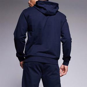 Chándal de algodón 100% de alta calidad para hombre, sudadera informal de Otoño/Invierno, traje con capucha, Color sólido, estampado de logotipo DTF personalizable - Product Image 3