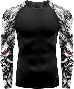 Chemises de protection anti-éruption cutanée à manches longues pour le sport et la course à pied unisexe, polyester/nylon 220g, séchage rapide, impression numérique, entraînement - Product Image 5