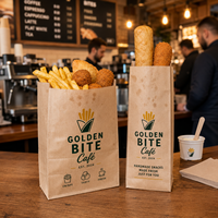 Sacs à emporter personnalisés AT PACK, sacs en papier résistants à la graisse pour frites, croquettes, cafés, restaurants et fast-foods au Royaume-Uni