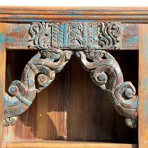Carved <b>Rustic</b> Scrollwork Arch Bookcase <b>Cabinet</b> Traditional Style Foldable Bookshelf for Home Office & Living Room Furniture - Product Image 4