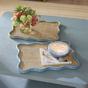 Plateau de service en rotin de couleur tendance Design OEM/ODM personnalisé, fabriqué à la main au Vietnam, disponible pour la vente en gros directe. - Product Image 1