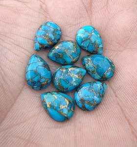 AAA + alta calidad tamaño personalizado 10X14 pera cabujón Natural azul cobre turquesa piedra preciosa suelta para la fabricación de joyas - Product Image 2