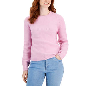 Suéter rosa talla XL para mujer de Style & Co, cárdigan informal transpirable con logo frontal y mangas abullonadas - Product Image 1