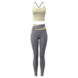 Ensemble de yoga en gros, personnalisation, ensemble de vêtements de sport 2 pièces, vêtements de sport pour femmes, entraînement en salle de sport, sans couture, respirant, uni, spandex/polyester, haute qualité - Product Image 3