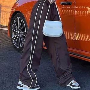 กางเกงร่มชูชีพสำหรับผู้หญิงกางเกงวอร์มทรงขากว้างเอวยางยืดสำหรับ Y2K สตรีทแวร์ - Product Image 3