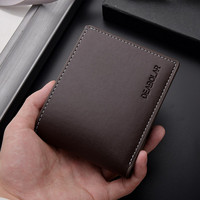 Dompet Pendek Pria DEABOLAR Kulit PU Gaya Slim Lipat Embossed Normcore/Minimalis Tempat Kartu Kredit Motif Kulit Kuda Gila