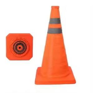 Meilleur cône de signalisation orange et noir à haute visibilité avec produit d'avertissement de trafic de sécurité routière à base de caoutchouc PVC durable - Product Image 4