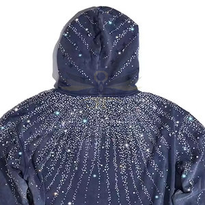 Sudadera con capucha de moda con diamantes de imitación, ropa de calle de moda con detalles de cristales brillantes, Sudadera con capucha con diamantes de imitación para adultos - Product Image 6