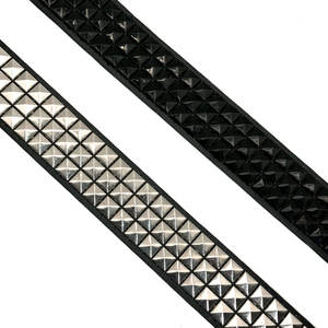 Ceinture en cuir de style punk pour homme et femme, fabriquée par un fabricant professionnel, avec des rivets en métal pyramidales et des perles carrées - Product Image 6