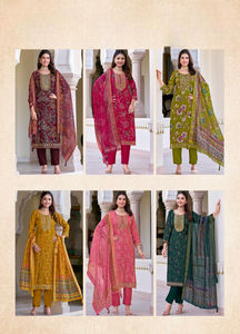 Kurti brodé en pur coton pour adultes avec pantalon à poches et Dupatta 3 pièces ensemble de vêtements de fête indiens pakistanais - Product Image 6