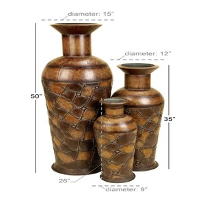 Ensemble de 3 vases hauts de style vintage, adaptés au hall d'hôtel, à la réception et aux coins intérieurs, fabriqués à la main en Inde - Product Image 4