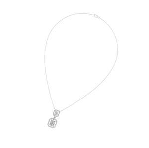 Pendentif en couches élégant et tendance pour femmes 950 platine avec VVS D Moissanite Double goutte carrée sur chaîne à maillons blancs personnalisable - Product Image 3