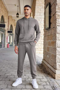 Conjunto Deportivo Personalizado de Tela Interlock de 420 g/m², Sudadera con Capucha Ajustada para Hombre, Pantalones Deportivos, Color Verde Caqui, Logotipo Bordado, Estilo Premium - Product Image 3