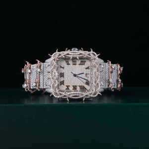 Vente chaude VVS Moissanite Diamant Montre Entièrement Automatique Rose Blanc Couleur Épines De Luxe Glacé Montre pour Hommes Femmes Cadeau - Product Image 1