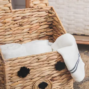 Haute qualité jacinthe d'eau mignon ours paniers stockage écologique blanchisserie vêtements panier de rangement fabriqué au Vietnam HNH artisanat - Product Image 5