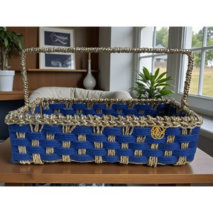 Eco-Friendly 12x6x4 Inch Hamper <b>Basket</b> Recycled <b>Plastic</b> Cotton with Top Handle Multipurpose Organizer for Living Room - Product Image 2
