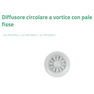 Diffuseur circulaire à lame fixe en plastique Tecnosystemi, installation facile, angle de lame de 90° pour les registres de climatiseur Vortex - Product Image 3