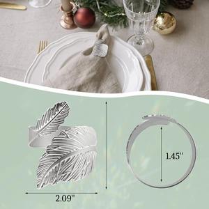 Anillos de Servilleta Elegantes con Diseño de Hojas en Acabado Plateado, Ideales para Eventos de Boda, Decoración de Mesa de Comedor e Ideas de Regalo, de la India - Product Image 6