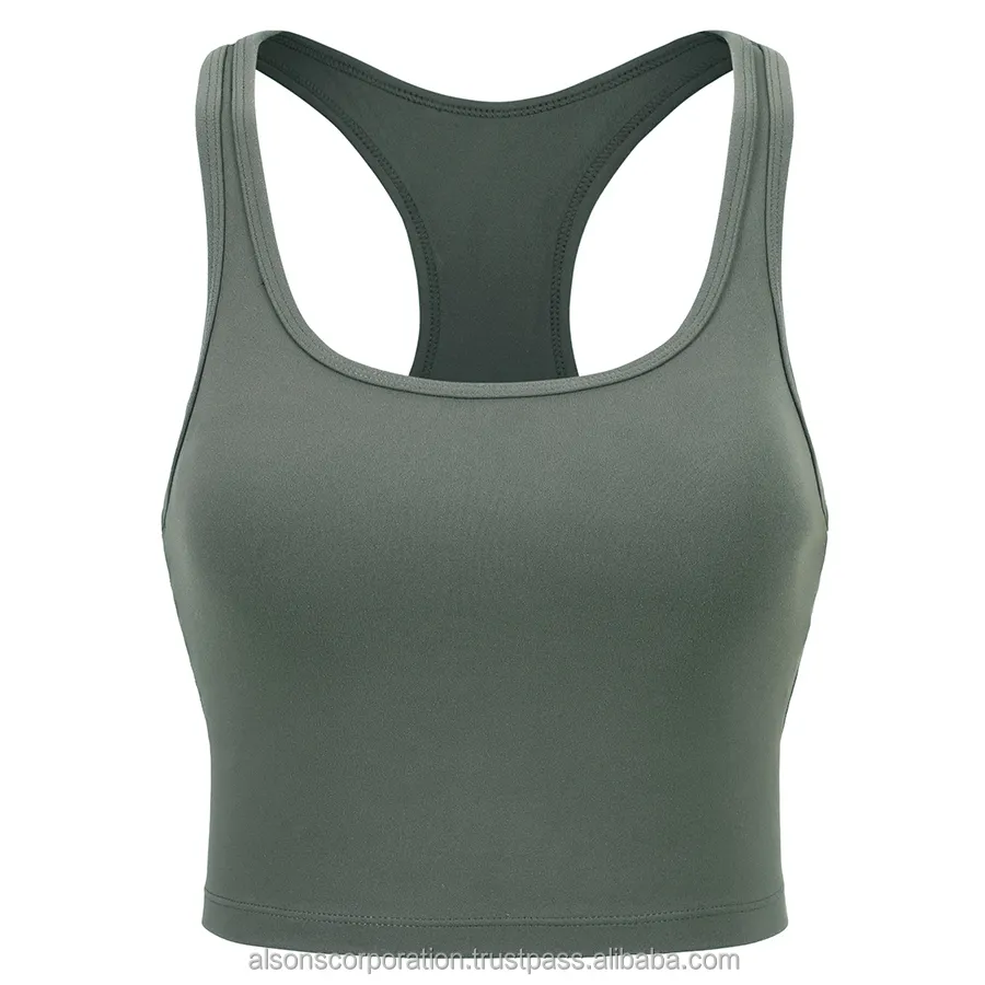 Soutien-gorge de sport Longline à dos en Y pour femme Débardeur d'entraînement rembourré à encolure dégagée avec soutien-gorge intégré