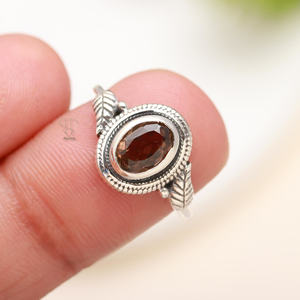 925 argent Sterling massif pierre précieuse fumée naturelle bijoux fins bague bagues de mode bagues antiques pour femmes grossiste d'argent - Product Image 1