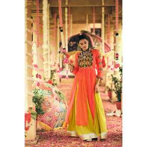 Lehenga ผ้าเรยอนแบบเรียบ4 MTR พร้อมผ้าลูกไม้แคนวาส - Product Image 1