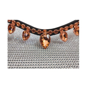 Banda de cejas de cuero LX de alta calidad para caballos Cómoda con diseño de hoja Disponible Cristal de oro rosa Opciones de color negro marrón - Product Image 1