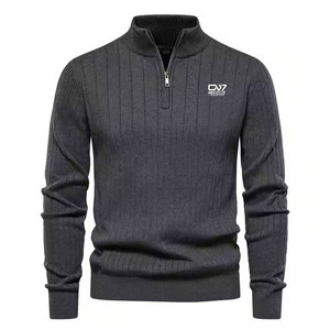 Vente en gros de sweatshirts à demi-fermeture éclair en coton mélangé à col montant avec logo personnalisé pour hommes - Product Image 1