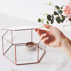 Alta calidad personalizado al por mayor pequeño oro hexágono cristal baratija anillo joyería hecha papel madera Metal collares relojes embalaje - Product Image 4