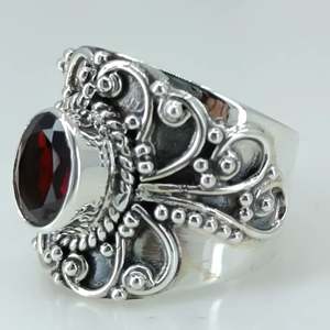 Navya Craft 925 Sterling <b>Silver</b> Handmade <b>Ring</b> Natural <b>Garnet</b> Oval Bezel Set Women's Sizes 4 to 14 US Perfect Gift - Product Image 3