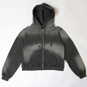 Trajes de sudor con lavado ácido Zip Up Sun Faded Chándales Sudaderas con capucha y pantalones de chándal Conjuntos 100% Chándales de algodón de Pakistán - Product Image 4