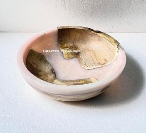 Cuenco de madera de acacia respetuoso con el medio ambiente y sostenible, cuenco central para decoración de mesa, cuenco de madera con bordes naturales - Product Image 6