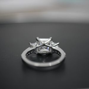 Princess Cut Diamond Prong <b>Set</b> 3 Stone Engagement <b>Ring</b> For <b>Women</b> - Product Image 2