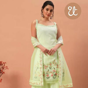 Georgette salwar kameez สำหรับเทศกาลปาร์ตี้งานปักแบบทันสมัย - Product Image 1