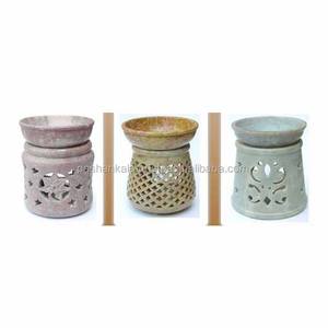 Brûleur d'huiles essentielles en pierre ollaire naturelle - Finition polie durable et éco-responsable, pièce décorative de table pour la maison - Product Image 1