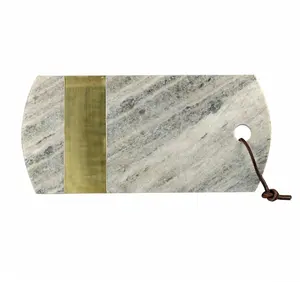 大理石砧板批发天然石材砧板黄铜内衬白色石材砧板