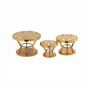Support à gâteau décoratif pour fruits avec finition brillante, plateau en marbre noir pour ensemble de supports à gâteau de célébration, lot de 3 supports de service, support à gâteau - Product Image 5